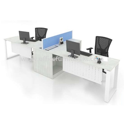 OPEN CONCEPT 2 WORKSTATION 1 WITH METAL O LEG & SIDE CABINET