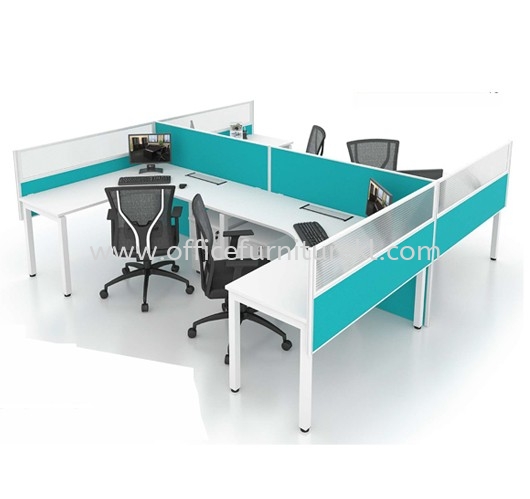 OPEN CONCEPT 4 WORKSTATION 1 WITH METAL N LEG & MOBILE PEDESTAL 3D