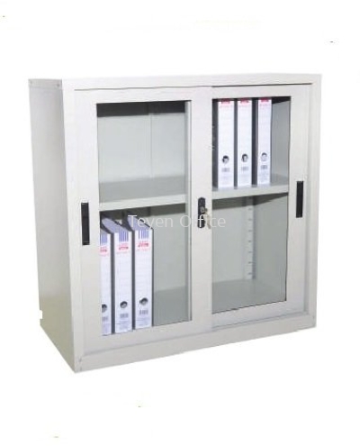 Half Height Cupboard with Glass Sliding Door S110