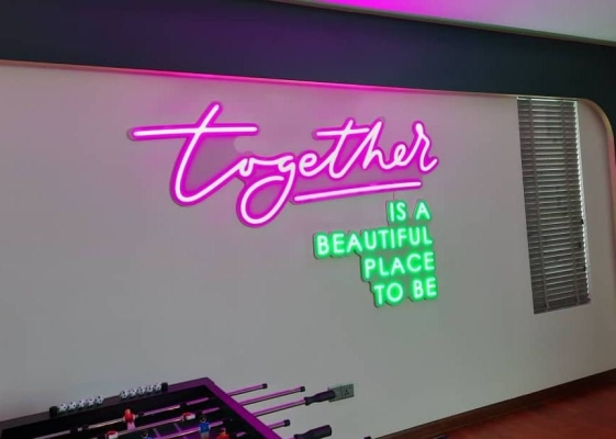 LED neon light signage with PVC foamboard