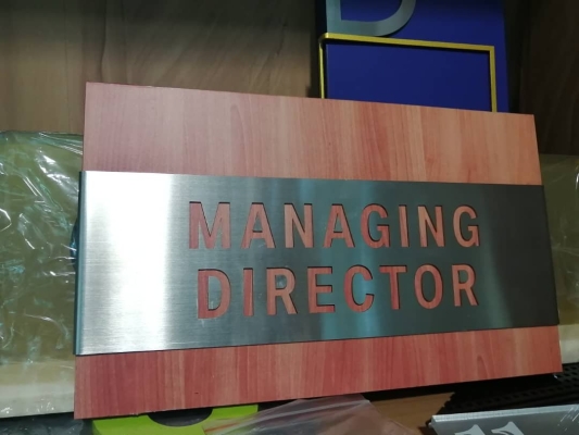 Stainless steel laser cut out wording door sign