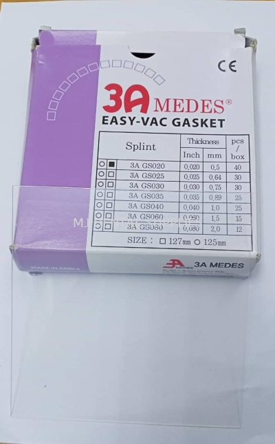 GASKET SPLINT (HARD) SQUARE 127MM, THICKNESS 0.5MM #GS020, 3A MEDES