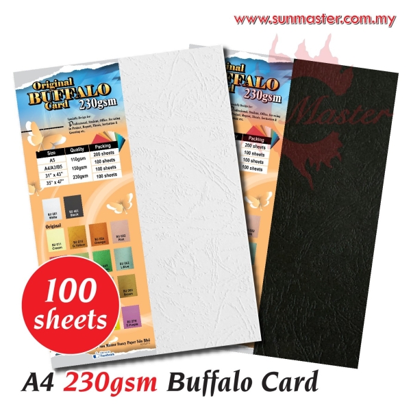 A4 Buffalo Card - Black and White (100s)