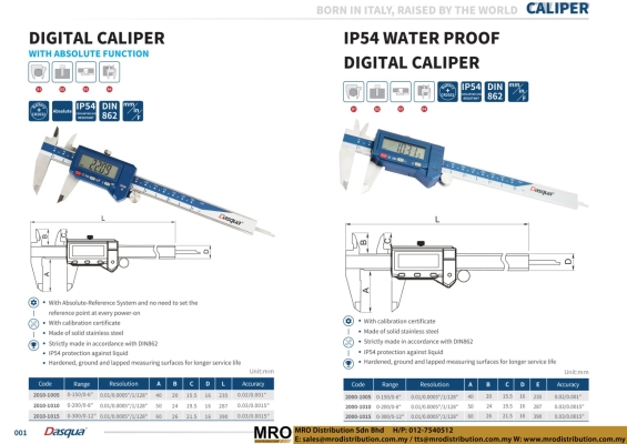 Digital Caliper with Absolute Function & IP54 Water Proof Digital Caliper