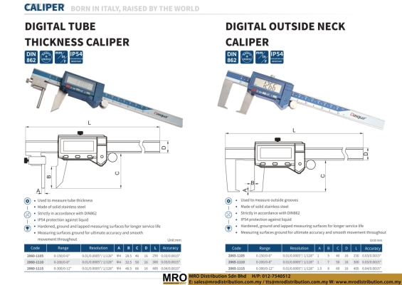 Digital Tube Thickness Caliper & Digital Outside Neck Caliper