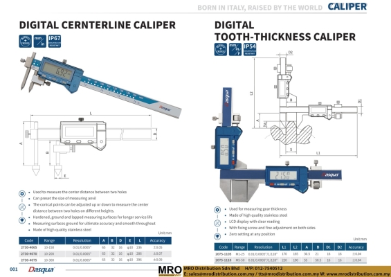 Digital Centerline Caliper & Digital Tooth-Thickness Caliper