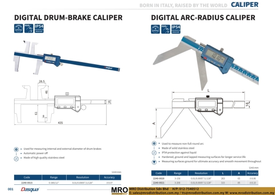 Digital Drum-Brake Caliper & Digital Arc-Radius Caliper