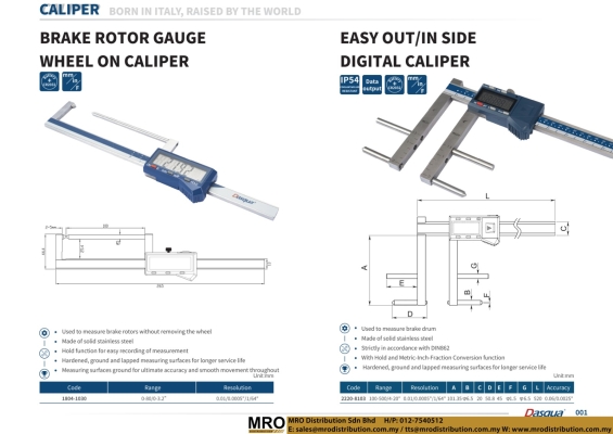 Brake Rotor Gauge Wheel On Caliper & Easy Out/In Side Digital Caliper