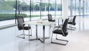 cassia cross with tempered glass top  Discussion table Conference table