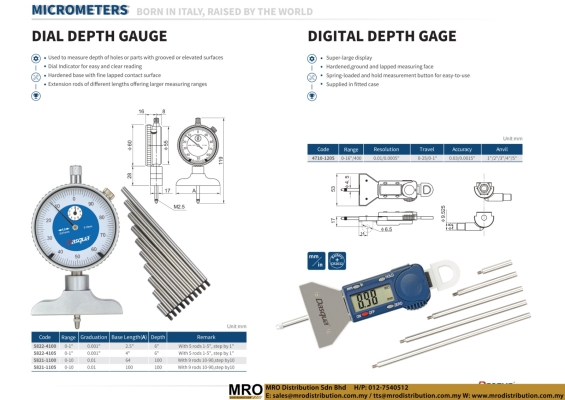 Dial Depth Gauge & Digital Depth Gauge