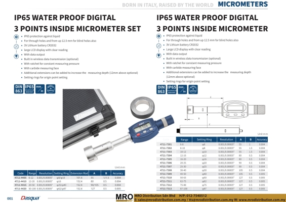 IP65 Water Proof Digital 3 Points Inside Set & IP65 Water Proof Digital 3 Points Inside Micrometer