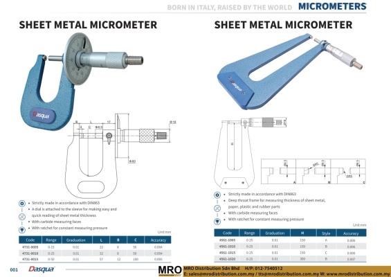 Sheet Metal Micrometer 