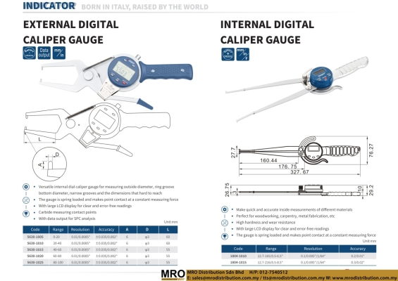 External Digital Caliper Gauge & Internal Digital Caliper Gauge