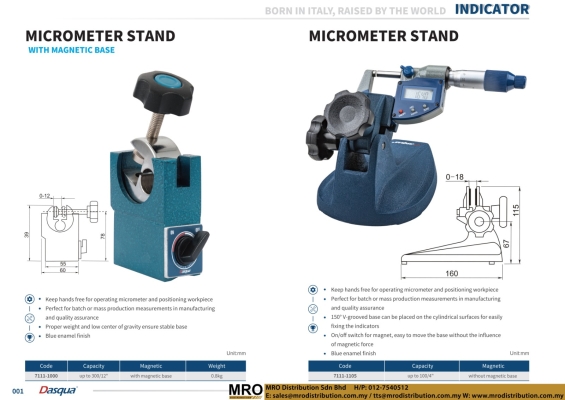 Micrometer Stand With Magnetic Base & Micrometer Stand