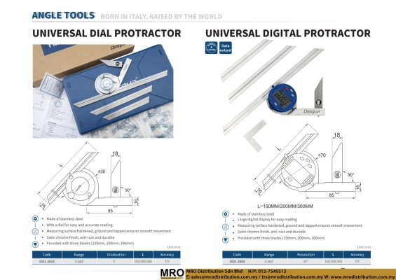 Universal Dial Protractor & Universal Digital Protractor