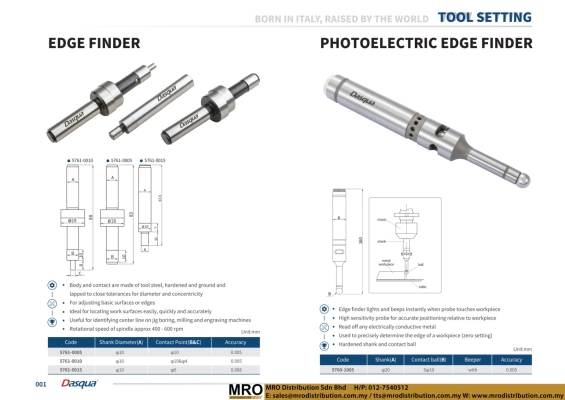 Edge Finder & Photoelectric Edge Finder