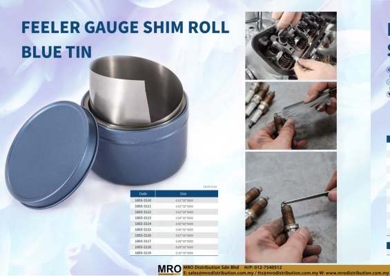 Feeler Gauge Shim Roll Blue Tin