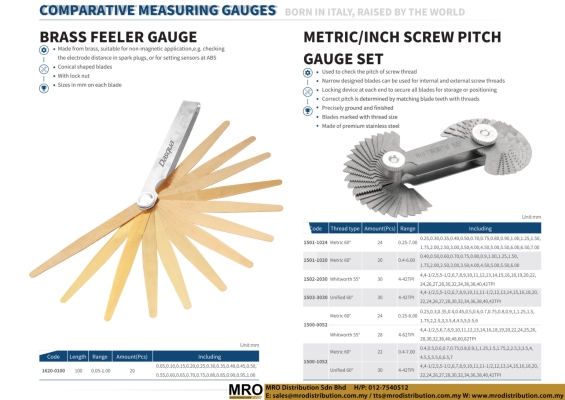 Brass Feeler Gauge & Metric/Inch Screw Pitch Gauge Set