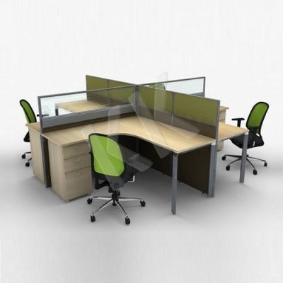 4 Seater Fabric Partition Office Workstation Concept 2