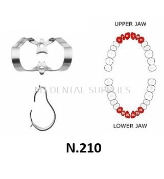 RUBBER DAM CLAMP ANTERIOR, SIZE: N.210, CORICAMA