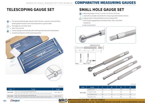 Telescoping Gauge Set & Small Hole Gauge Set