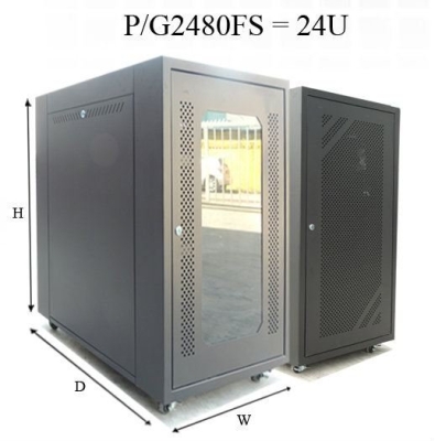 P2480FS/G2480FS. GrowV 24U 1200mm (H) x 600mm (W) x 800mm (D) Floor Stand Rack (PERFORATED / TEMPERED GLASS DOOR)