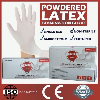 AEGIS Lightly Powdered Latex Glove 100 Pcs Per Box (M)