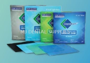 LATEX DENTAL DAM MEDIUM, MINT 6" X 6", TOP GLOVE