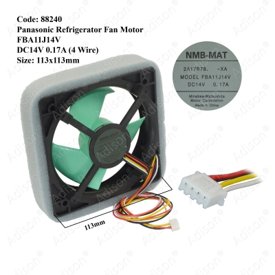 Code: 88240 Fan Motor FBA11J14V DC14V (4 Wire)