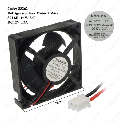 Code: 88262 Fan Motor 3612JL-04W-S40 / PANASONIC RT22FARADSA / RT32FARCDSL / NR-B191M DC12V (2 Wire)