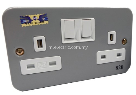 ME 820 2GANG METAL CLAD SWITCH SOCKET