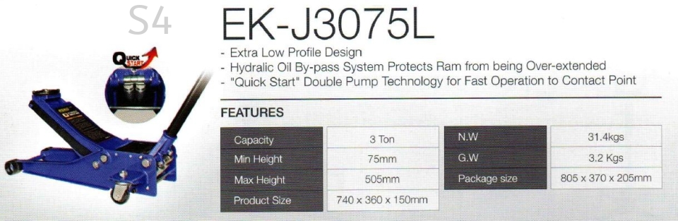 Local Brand 3 Ton Extra Lowered Hydraulic Garage Jack
