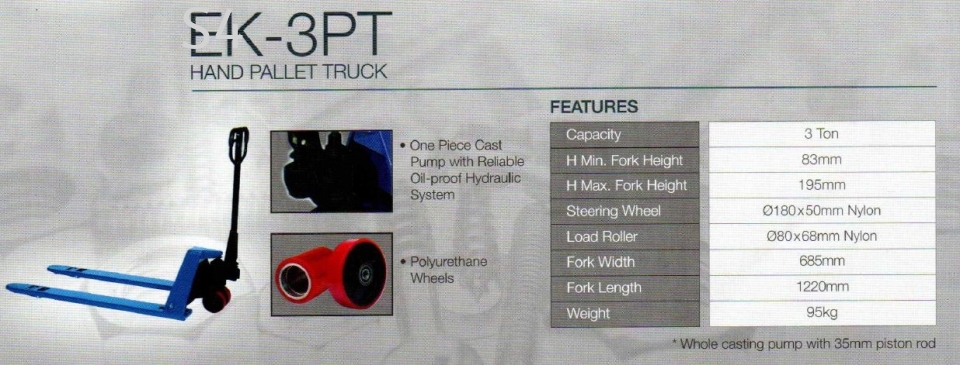 3Ton Heavy Duty Hydraulic Hand Pallet Truck