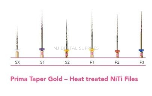 PRIMA TAPER GOLD-HEAT TREATED NiTi FILES 21MM, STARTER PACK