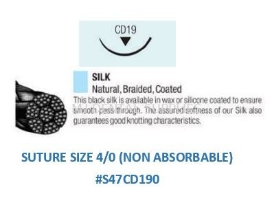 SILK BLACK BRAIDED SUTURE SIZE 4/0 (NON-ABSORBABLE), #S47CD190, VIGILENZ