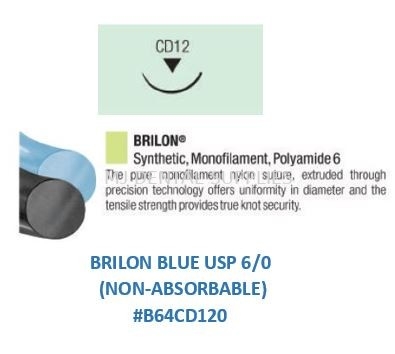 BRILON BLUE USP 6/0 (NON-ABSORBABLE) #B64CD120, VIGILENZ