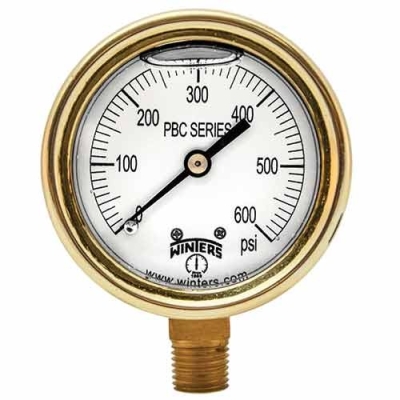 WINTERS PBC FORGED BRASS CASE PRESSURE GAUGE