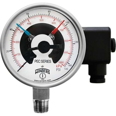 WINTERS PEC PREMIUM STAINLESS STEEL PRESSURE GAUGE WITH ELECTRICAL CONTACTS