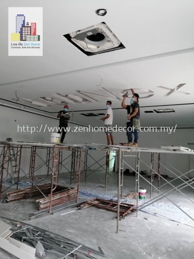 Plaster Ceiling With Company Name