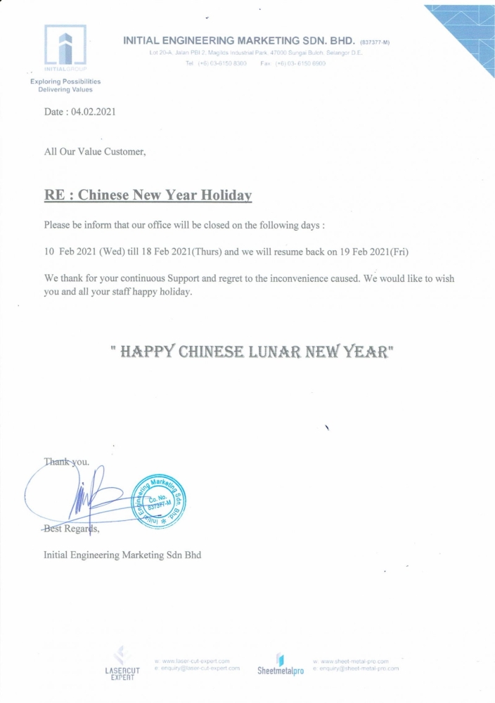 Chinese New Year Memo