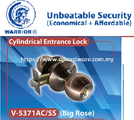 WARRIOR CYLINDRICAL ENTRANCE LOCK BIG ROSE  V 5371AC SS (WS)