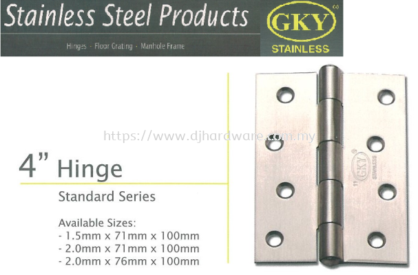 GKY STAINLESS STEEL STANDARD SERIES HINGE 4inch (WS)