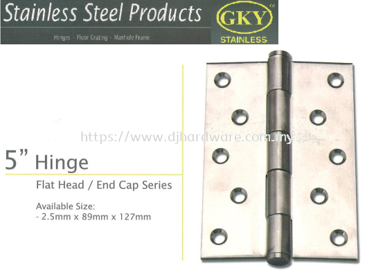 GKY STAINLESS STEEL FLAT HEAD END CAP SERIES HINGE 5inch (WS)