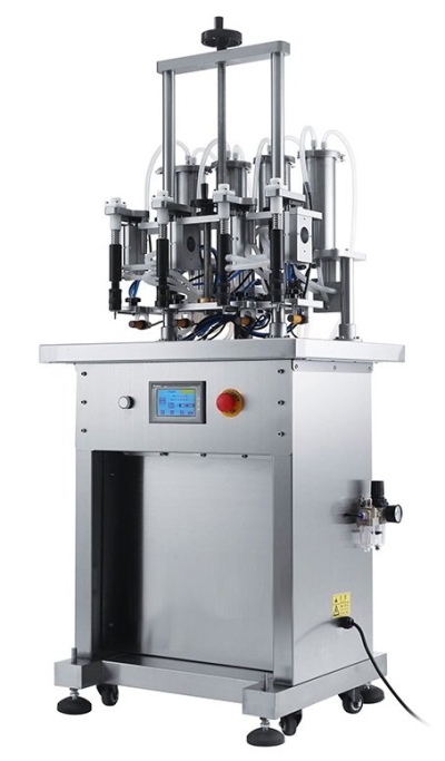 AUTOMATIC FOUR NOZZLES LIQUID VACUUM FILLING MACHINE