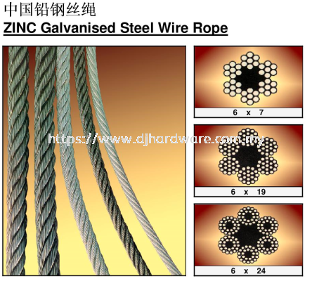 ZINC GALVANISED STEEL WIRE ROPE LIST (WS)