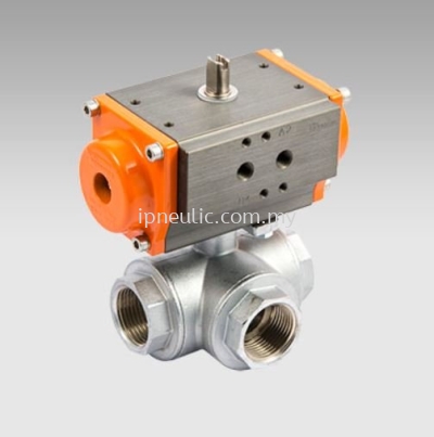 3-WAYS BRASS ACTUATED BALL VALVES-- L VERSION DOUBLE ACTING