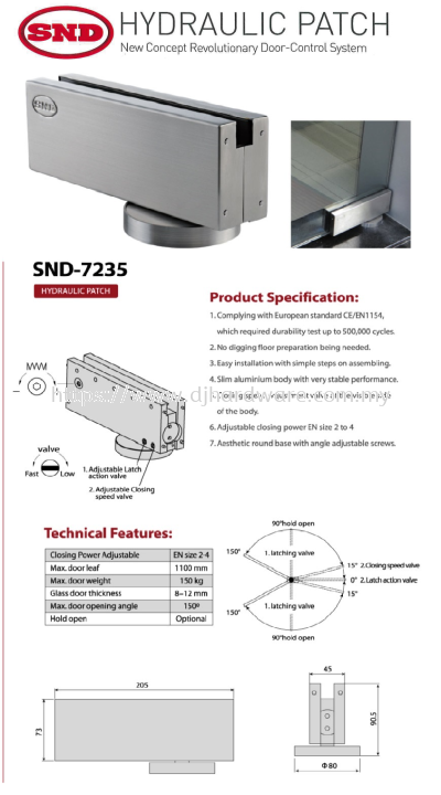 SND HYDRAULIC PATCH NEW CONCEPT REVOLUTIONARY DOOR CONTROL SYSTEM SND 7235 (WS)