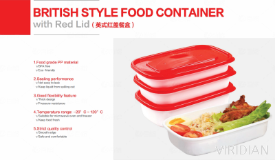 British Style Food Container with red lid