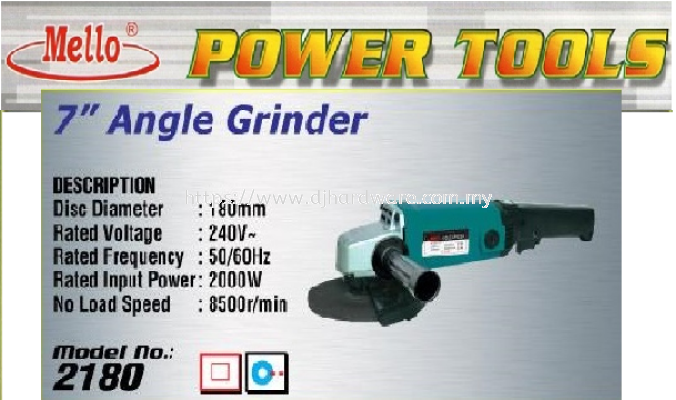 MELLO POWER TOOLS ELECTRIC ANGLE GRINDER 7 2180 (WS)