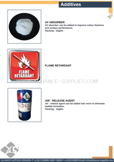 UV Absorber / Flame Retardant / Air - Release Agent